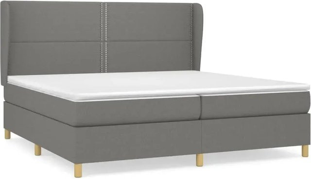 vidaXL Boxspringbett mit Matratze Dunkelgrau Hybrid-Design mit Taschenfederkern B/T/H: 200 x 200 x 128 cm - Bild 1