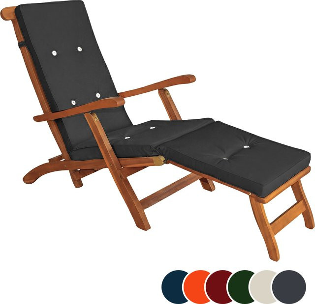Sonnenliege Auflage DETEX Anthrazit, wasserabweisend und gesteppt, B/T/H: 184,5 x 43 x 5 cm - Bild 1