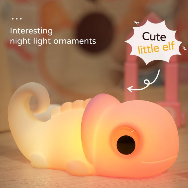 KDULIT Chamäleon-Nachtlicht aus Silikon, dimmbares LED-Nachtlicht für Kinder, wiederaufladbar, Multicolor RGB - Bild 1