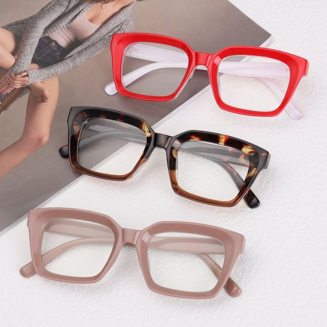 Übergroße quadratische Lesebrille, Unisex, Vollrand, Kunststoff - Bild 1