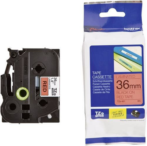 Brother Schriftbandkassette TZe-461 Laminiert, Farbe: Rot, Schriftfarbe: Schwarz, Breite: 36 mm, Länge: 8 m - Bild 1