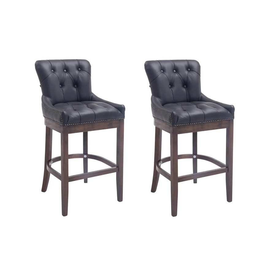 CLP 2er Set Barhocker Lakewood aus Echtleder in Schwarz/Antik - Bild 2