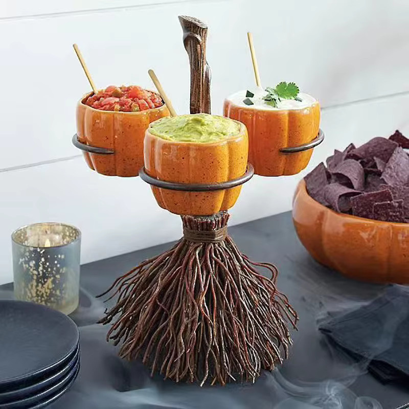 Halloween Kürbis Snack Teller in Orange als Hexenschüssel für Party Buffet und Dessert Display - Bild 2