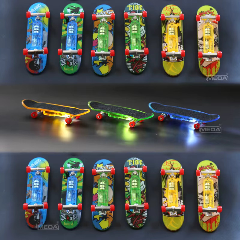 MEOA Mini-Skateboard, Fingerbrett mit Lampe, leuchtende Metallbrücke, Fingerspielzeug - Bild 5