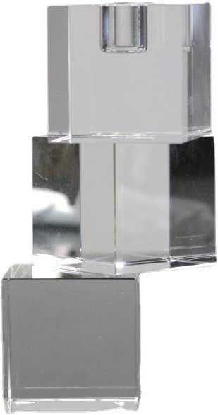Minimalistischer Kristall-Kerzenständer in Grau für Tischdekorationen, H x B x T: 18,5 x 10 x 8 cm - Bild 1