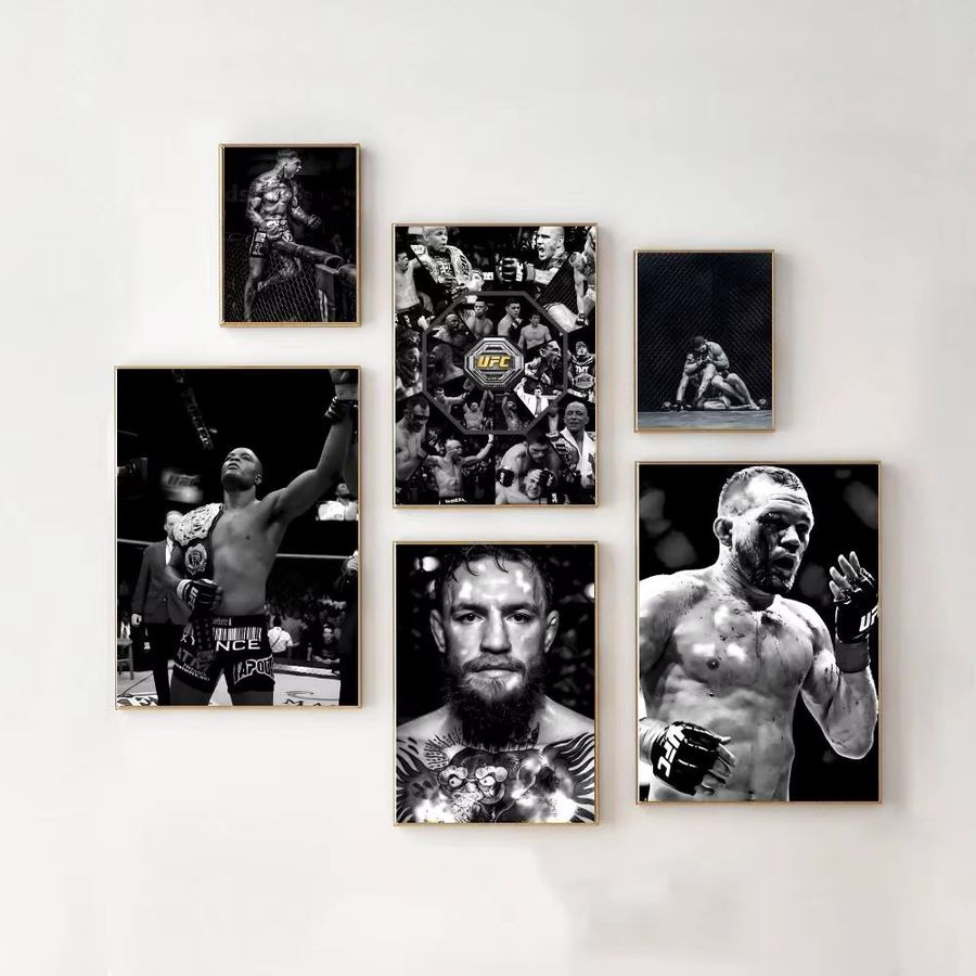 UFC Ultimate Fighting Championship Poster Selbstklebender Wandaufkleber aus wasserfestem Papier in Schwarz-Weiß - Bild 2