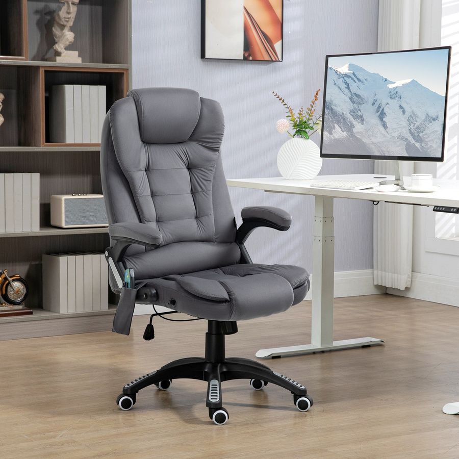 Vinsetto Massage Bürostuhl Chefsessel ergonomischer Schreibtischstuhl mit Armlehnen und Kopfstütze in Dunkelgrau für Büro & Homeoffice - Bild 2