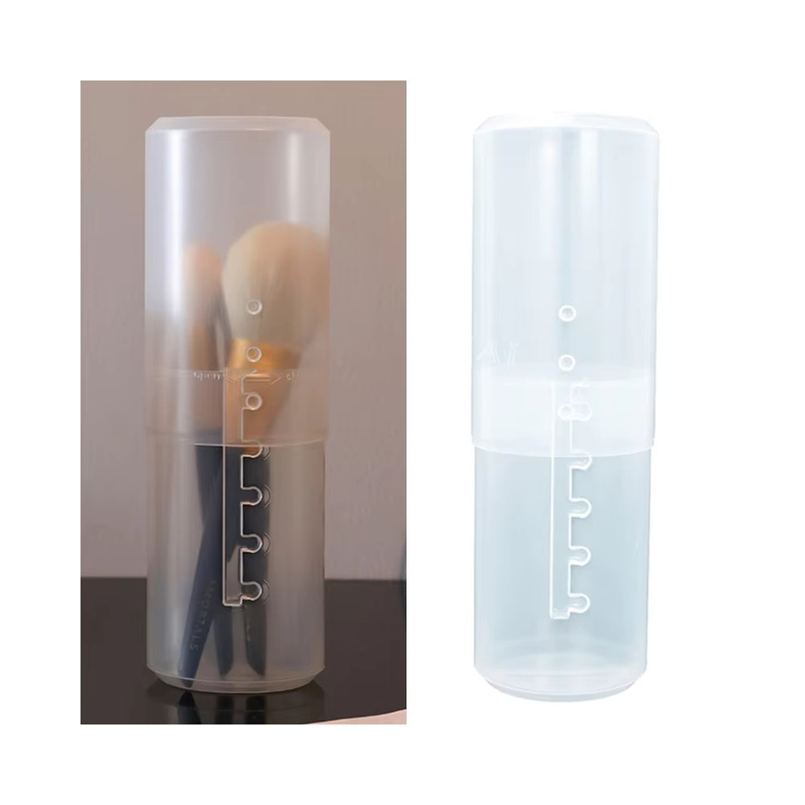 ómW zas Make-up-Pinselhalter aus transparentem PVC, höhenverstellbarer Becher-Organizer mit Deckel - Bild 4