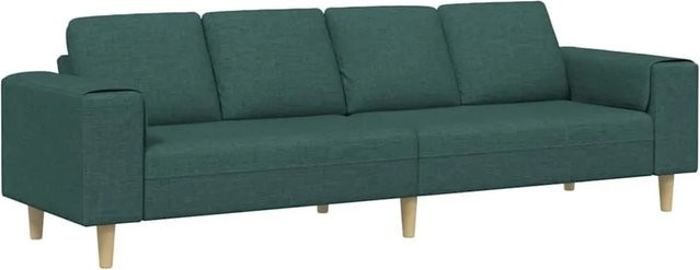 vidaXL Wohnzimmer Couch in Dunkelgrün und Braun, modernes Polstersofa mit Stoffbezug, B/T/H: 250 x 77 x 76 cm - Bild 1