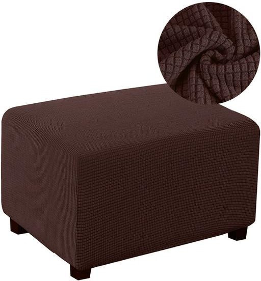 YZFZP Hockerbezug aus Jacquard-Stoff in Dunkelbraun, abnehmbarer Ottoman-Bezug für Fußstützen, XL Size - Bild 1