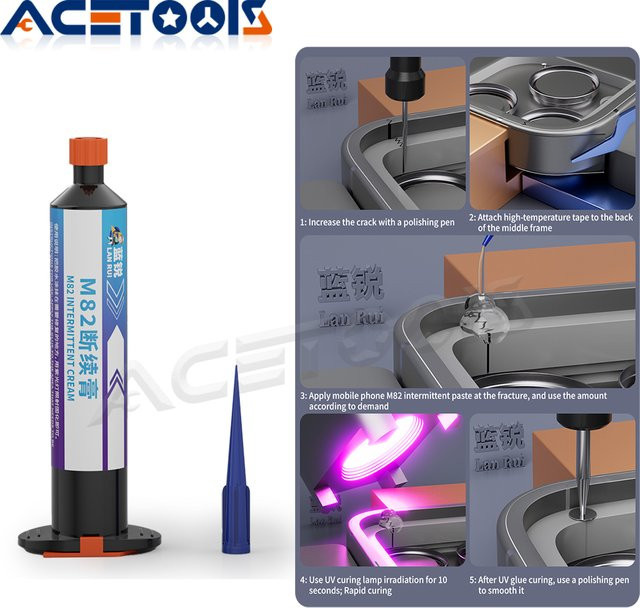Lanrui M82 UV-Kleber für Mobiltelefonrahmen, hochviskose intermittierende Paste, transparent, 30 ml - Bild 1