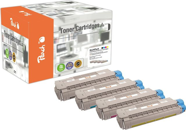 Peach Toner-Kartuschen-Set für OKI C 5900, C 5500 N und C 5550 MFP, 4er-Pack (Schwarz, Cyan, Magenta, Gelb), wiederaufbereitet - Bild 1