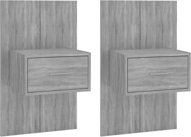 vidaXL Wand-Nachttische 2er-Set Grau Sonoma Holzwerkstoff, B/T/H: 32,5 x 48,5 x 80,0 cm - Bild 1