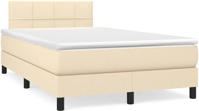 vidaXL Boxspringbett Hybrid mit Matratze und Taschenfederkern in Beige, B/T: 200 x 120 cm - Bild 1