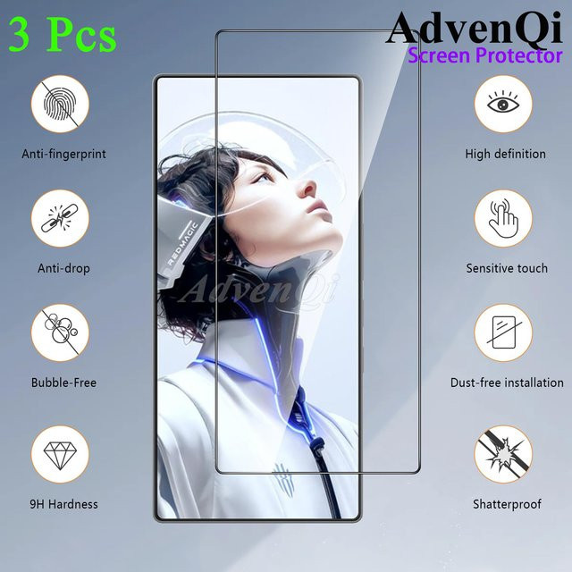 3er-Pack Nubia RedMagic 11 Pro und 11S Pro Displayschutzfolie aus gehärtetem Glas, Kristall-HD-Mica, 9H, transparent - Bild 1