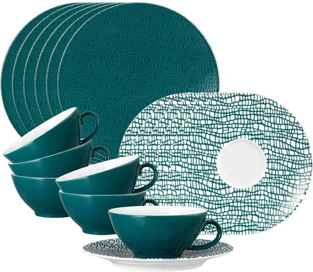 Seltmann Weiden Teeservice Life Fashion aus Porzellan, 18er Set, Petrol - Bild 1