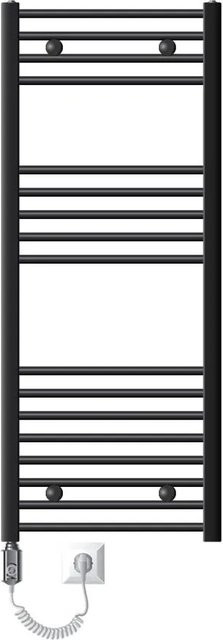 LuxeBath Elektrischer Badheizkörper Anthrazit Gebogen mit 900W Heizstab und Seitenanschluss B: 50 cm, H: 120 cm - Bild 1