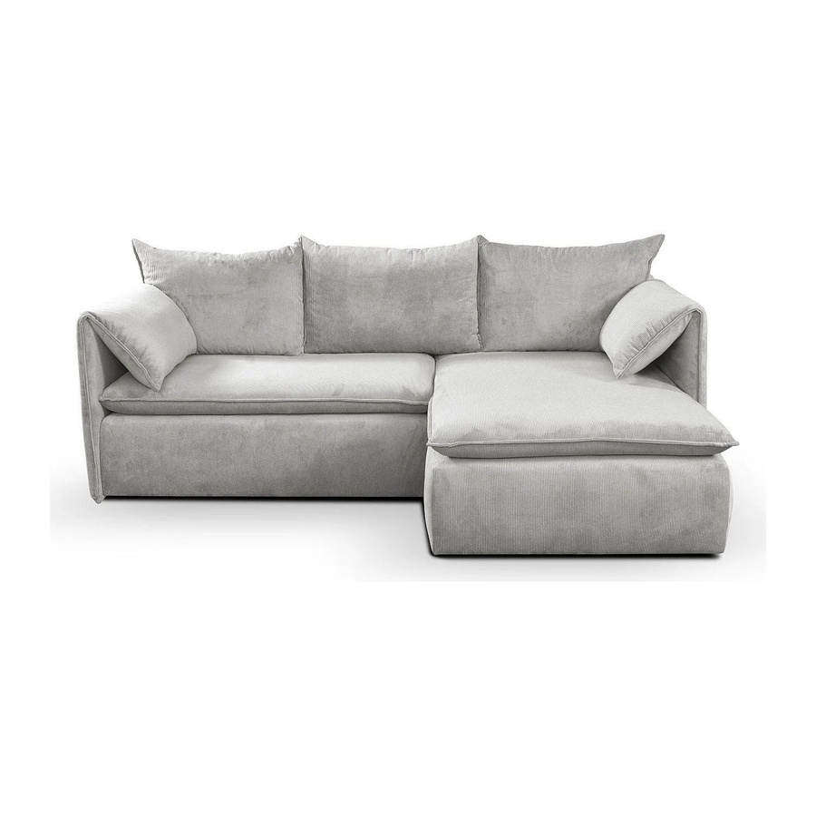 Vente-unique Schlafsofa Teodora in Lichtgrau mit Cord-Bezug und L-Form - Bild 2