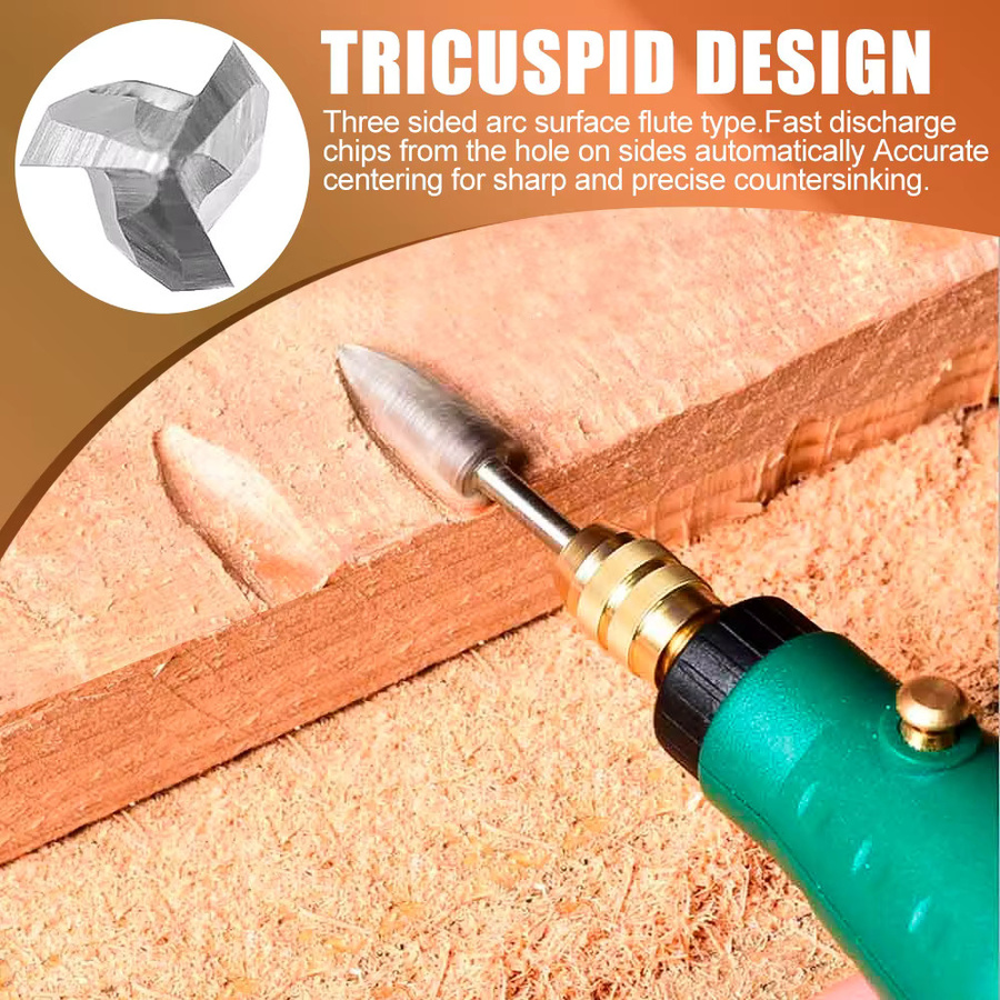CMCP 5-teiliges Holzschnitz-Bohrer-Set für Dremel-Drehwerkzeuge mit 3 mm Schaft, Gravurbohrer Zubehör für DIY-Schnitzarbeiten - Bild 2