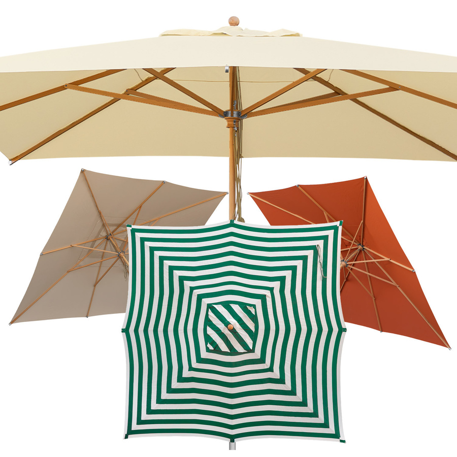 anndora Sonnenschirm eckig mit Holzstamm und UV-Schutz, Farbe: beige, B/T/H: 400 x 400 x 400 cm - Bild 1