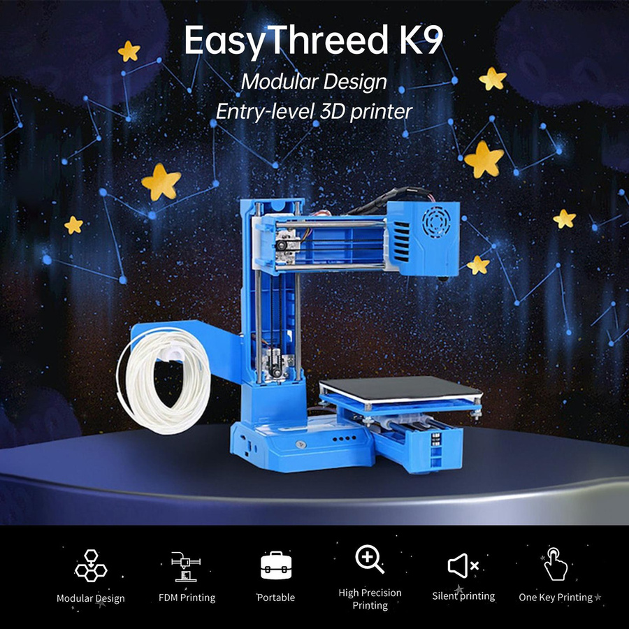 EasyThreed FDM 3D-Drucker Mini-Desktop-Druckmaschine für Kinder in Blau, Druckgröße: 10 x 10 x 10 cm - Bild 3