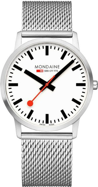 Mondaine Herrenuhr, Quarz, Edelstahl, 40 mm, Weiß, 3 ATM - Bild 1