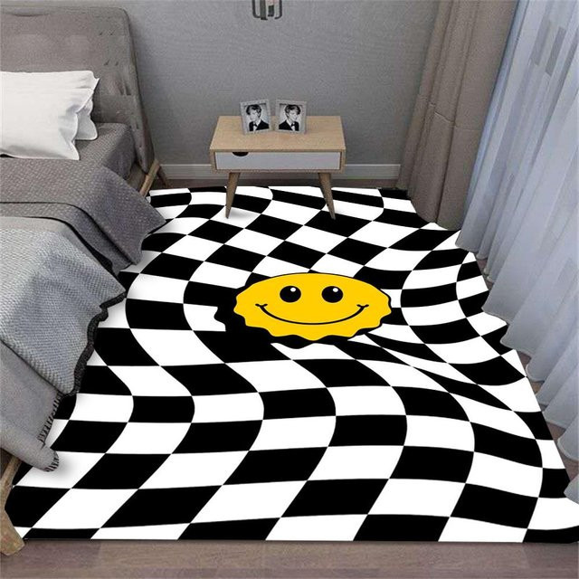 Miniso Teppich mit lächelndem Gesicht in Multicolour, rutschfeste und waschbare Matte für Wohnzimmer, Schlafzimmer, Küche oder Balkon, B/T: 80 x 50 cm - Bild 1