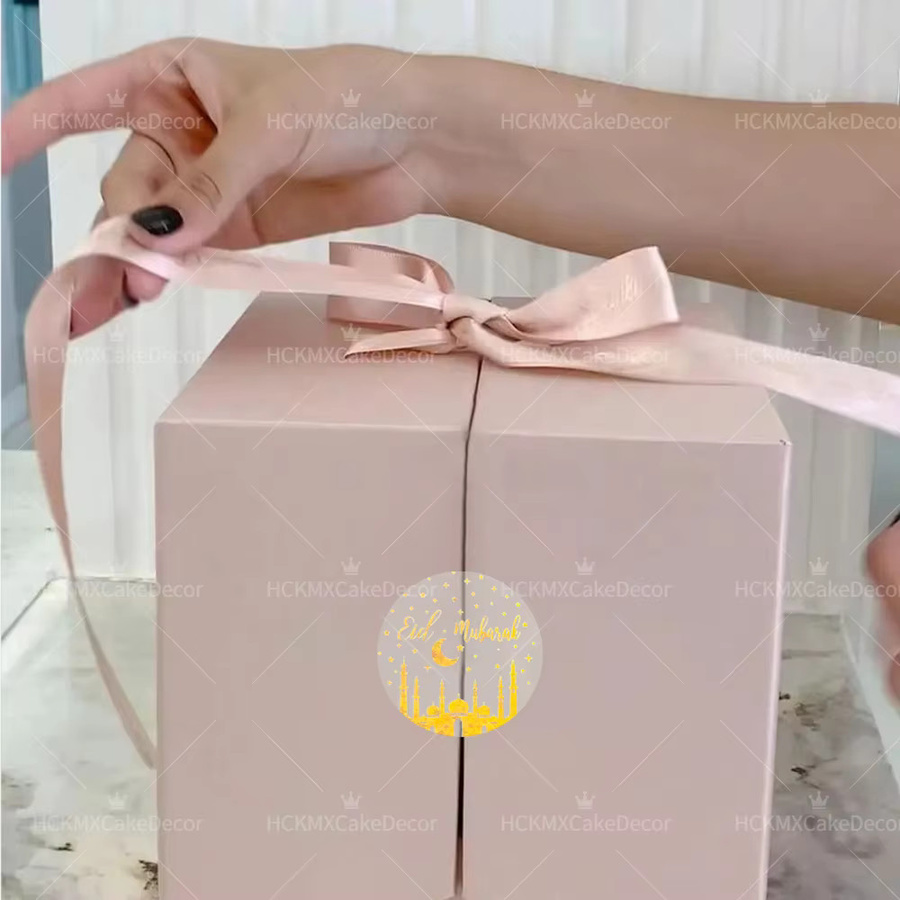 5 Blatt Eid Mubarak Transparente Heißpräge-Aufkleber in Gold für Ramadan-Geschenkverpackungen und Dekoration - Bild 2