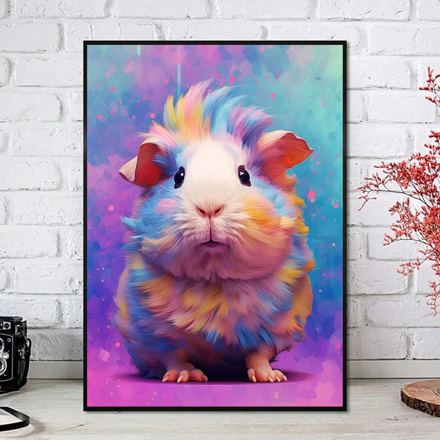Modernes Leinwandgemälde von Potdemiel mit abstraktem Meerschweinchen-Motiv in Multicolor als Wandkunst für dein Zuhause - Bild 2