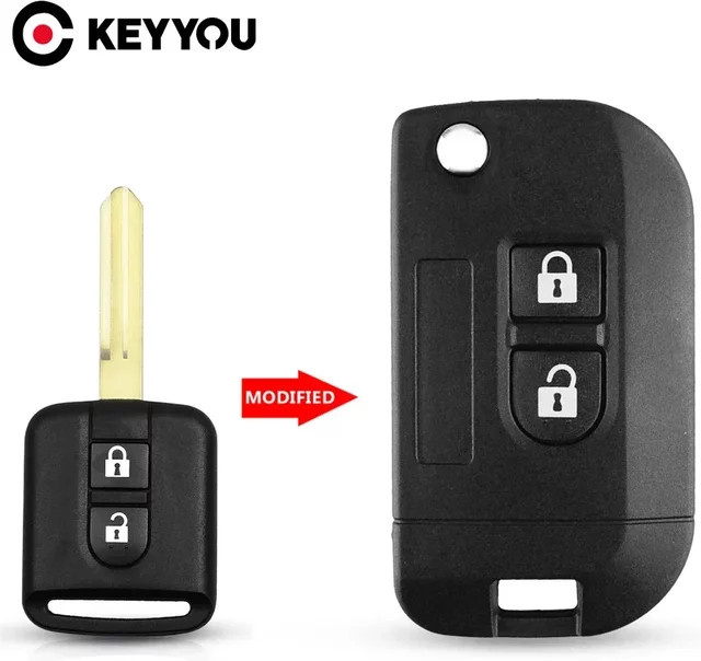 Keyyou 5er Set Remote Auto Schlüssel Shell Flip Folding Gehäuse für Nissan Qashqai Micra Navara Almera Note Primera Sunny in Schwarz - Bild 1