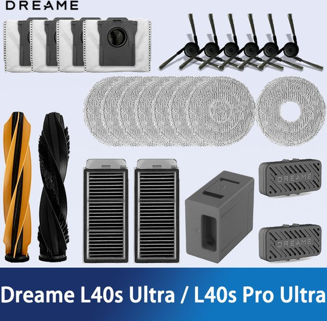Dreame L40s Ultra und L40s Pro Ultra Ersatzteil-Set mit Hauptbürste, HEPA-Filter, Mopptüchern und Staubbeuteln in Multicolour - Bild 1