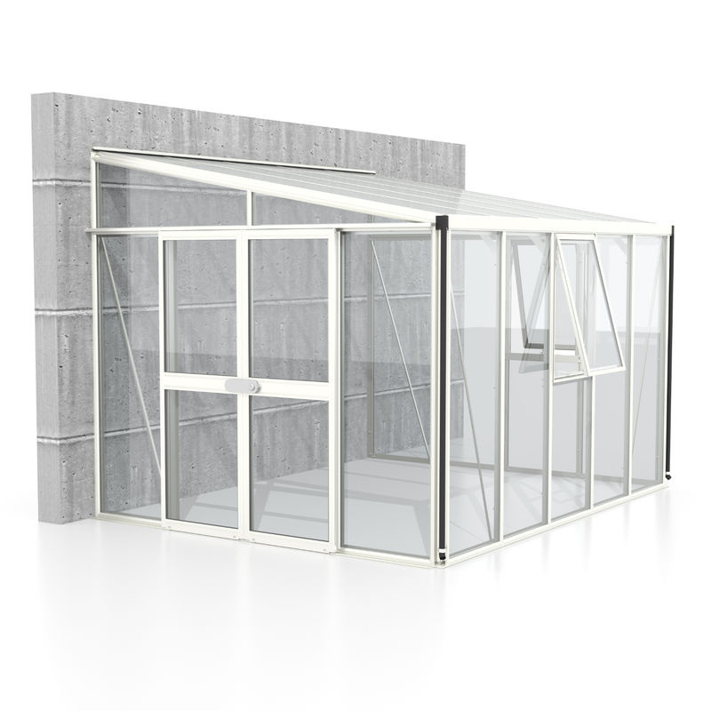 Vitavia Anlehn-Gewächshaus Athena 8600 Weiß mit 8,6 m² Fläche, Pultdach und Sicherheitsglas - Bild 2