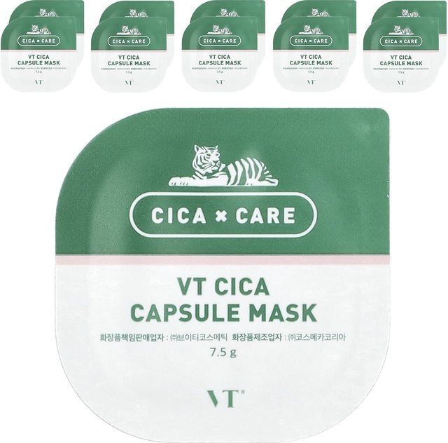 VT Cosmetics VP Cica Capsule Beauty Mask, 10 x 7,5 g, Grüntee - Bild 1