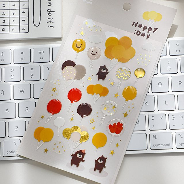 BONITO Happy Day 3D Jelly Sticker aus PVC für Scrapbooking und DIY Journaling, Mehrfarbig - Bild 1