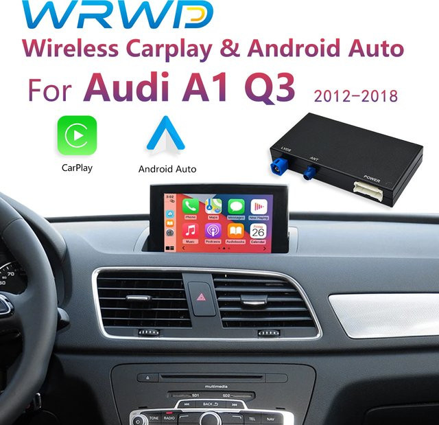 Kabelloses CarPlay und Android Auto Interface für Audi A1 und Q3 (2012–2018) mit 2G/3G MMI HN+ RMC, unterstützt AirPlay und MirrorLink, Schwarz - Bild 1