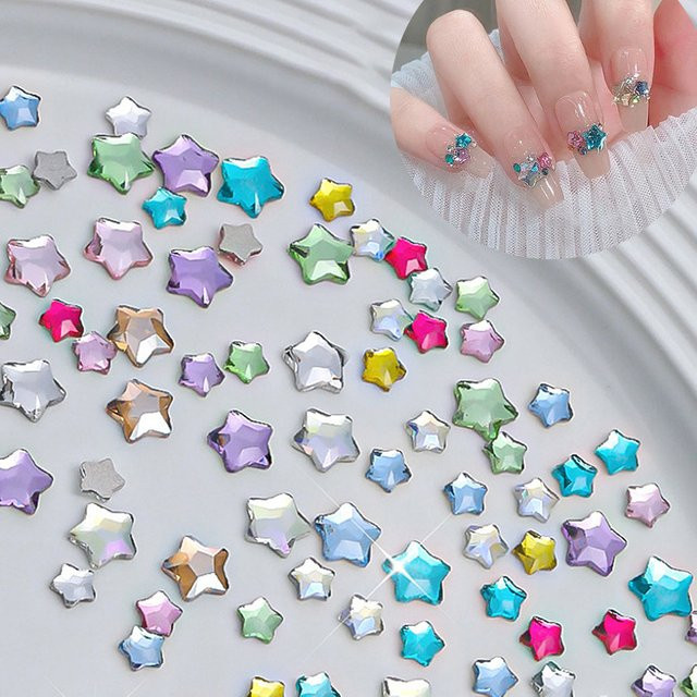 HNKMP Nail Art Charms Stern Diamanten, 50 Stück, Glänzend - Bild 1