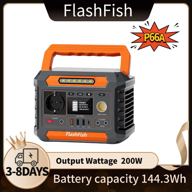 FlashFish P66A Powerstation mit 144,3Wh und 200W AC-Ausgang für Camping und Outdoor-Reisen - Bild 1