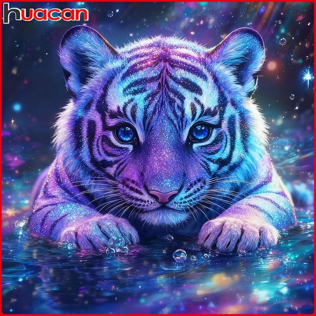 Huacan Diamantgemälde Tiger als dekoratives Diamantmosaik in Multicolour, B/H: 20 x 20 cm - Bild 1