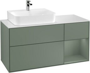 V&B Waschtischunterschrank Finion mit LED-Beleuchtung und Regalelement, Wandmontage, Breite: 120 cm, Lackiert - Bild 1