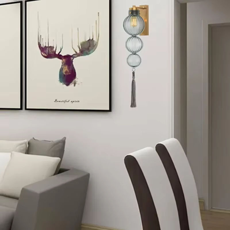 TAONUANSHU Moderne Nordic Glas Wandlampe in Kupfer mit kreativem Kürbis-Design für Wohnzimmer und Esszimmer - Bild 2