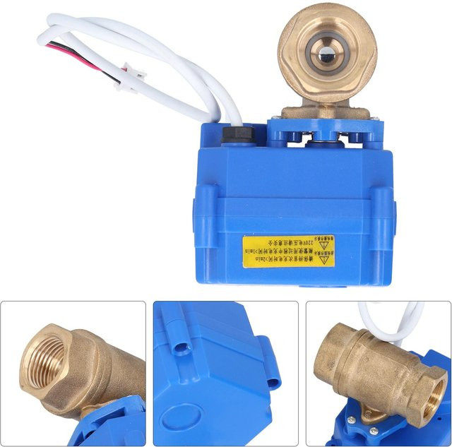 Motorisierter Kugelhahn DN15 aus Messing mit Anzeige von Sonoff, Blau, DC220V - Bild 1