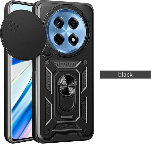 Schutzhülle für OnePlus 12, 12R, 11 und 11R mit Linsenschutz und Ring-Magnethalterung in Schwarz und Transparent - Bild 1