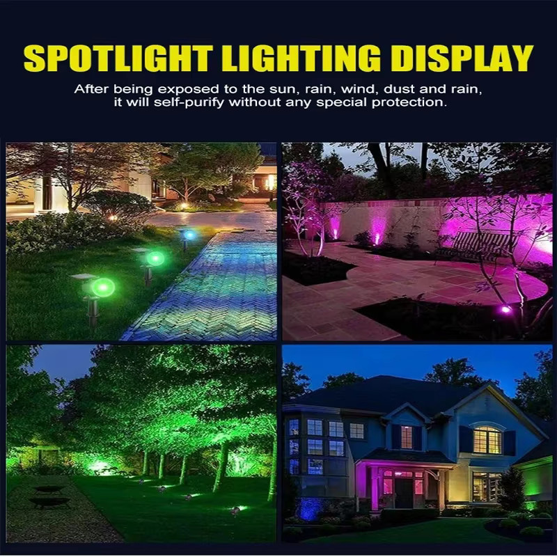 XIWANGFIRE 9-LED-Solar-Rasenlicht in Schwarz mit einstellbarer Helligkeit und IP65 wasserdichtem Schutz für Garten und Landschaftsbau - Bild 2