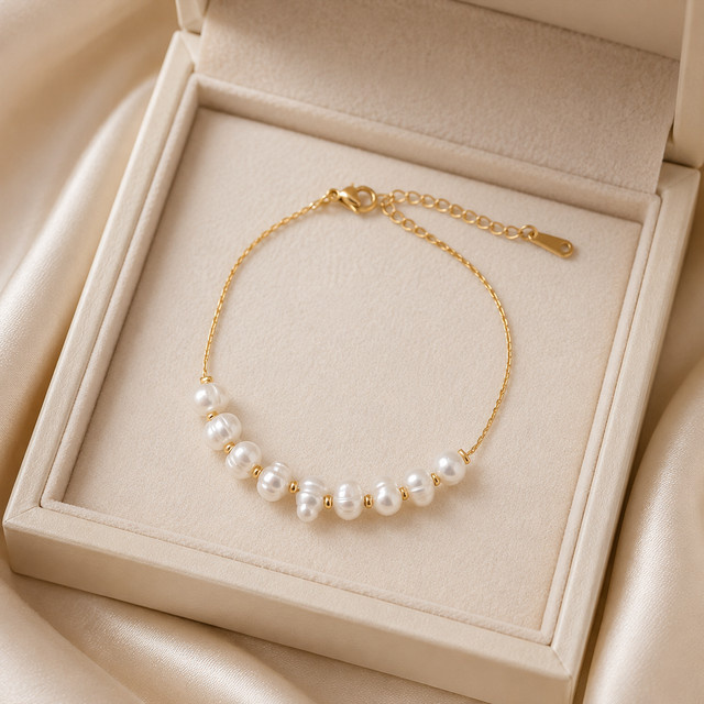 St.delan Armband, 18K vergoldet, Süßwasserperlen, Edelstahl, Damen - Bild 1