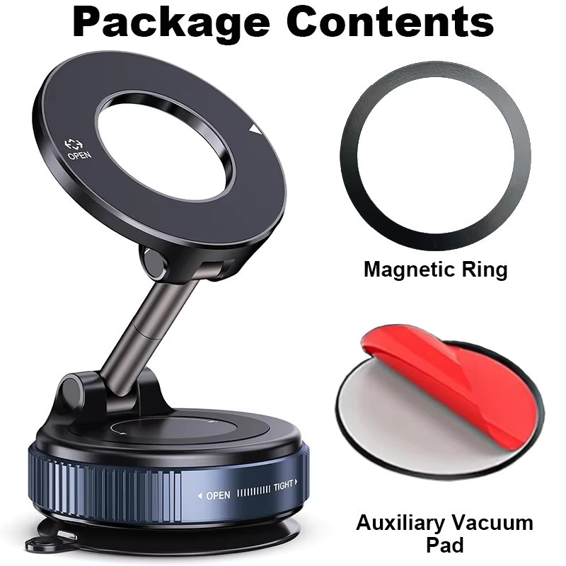 HAPPORIA Magnetischer Autotelefon-Halter mit mechanischem Vakuum-Saugnapf und 360 Grad Drehung in Schwarz - Bild 5