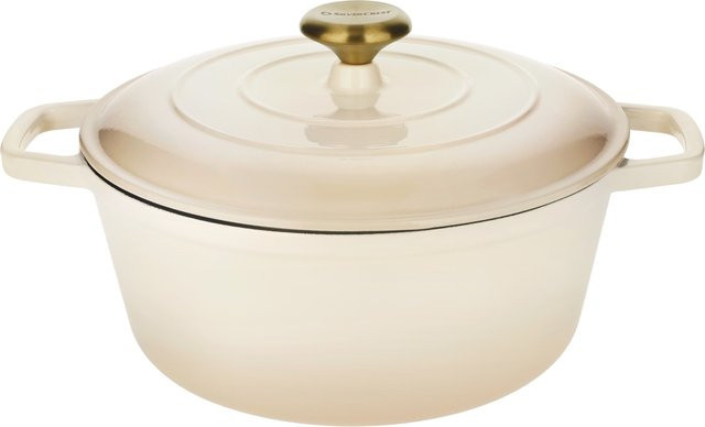 SILVERCREST Premium-Gusseisentopf aus emailliertem Gusseisen in Beige, Backofenfest - Bild 1