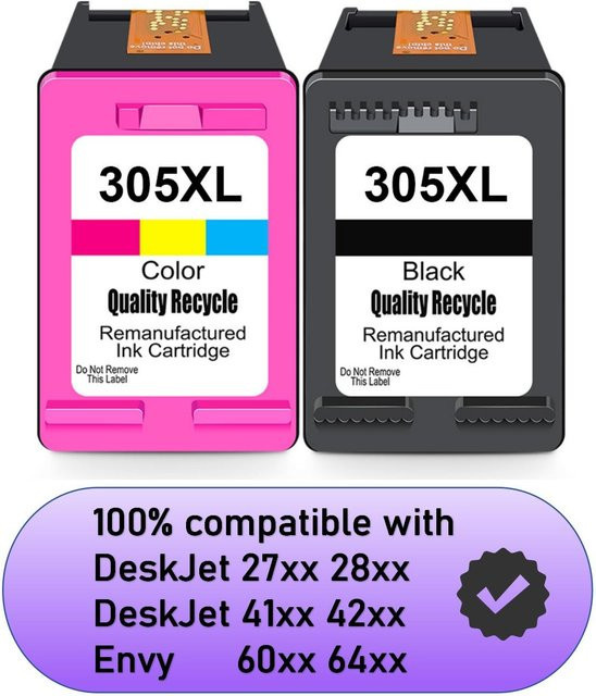 Tintenpatronen Set 305 XL kompatibel mit HP, Schwarz und Dreifarbig für Envy 6020 6030 Pro 6410, Deskjet 2720 2300 Plus 4120 - Bild 1