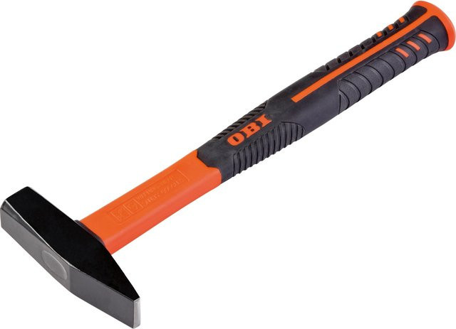 OBI Schlosserhammer aus geschmiedetem Stahl mit Glasfaserstiel in Orange, 300 g - Bild 1