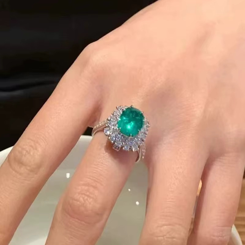 ZSHANSGL Offener Ring 925 Silber, Smaragd, Kristall, Damen - Bild 3