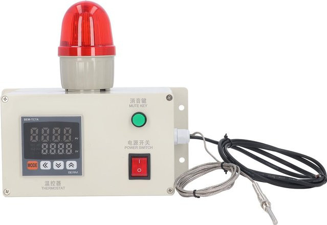 GoolRC Temperaturregler mit Alarmfunktion und Lichtwarnung 0-400 Grad Celsius, 105dB, AC220V, Weiß - Bild 1